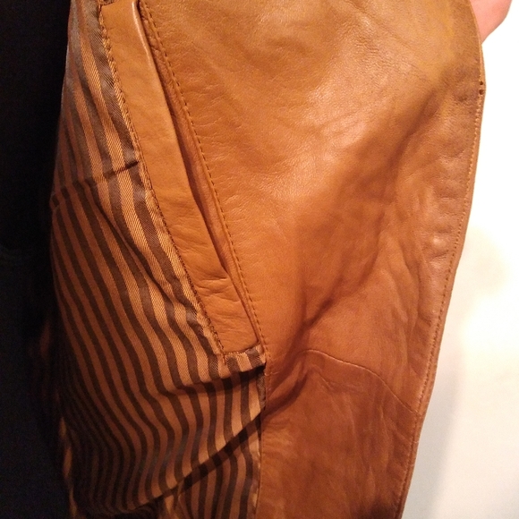 Ladies Medium Brown Leather Moto Jacket by Feminine Touch - Picture 14 of 16